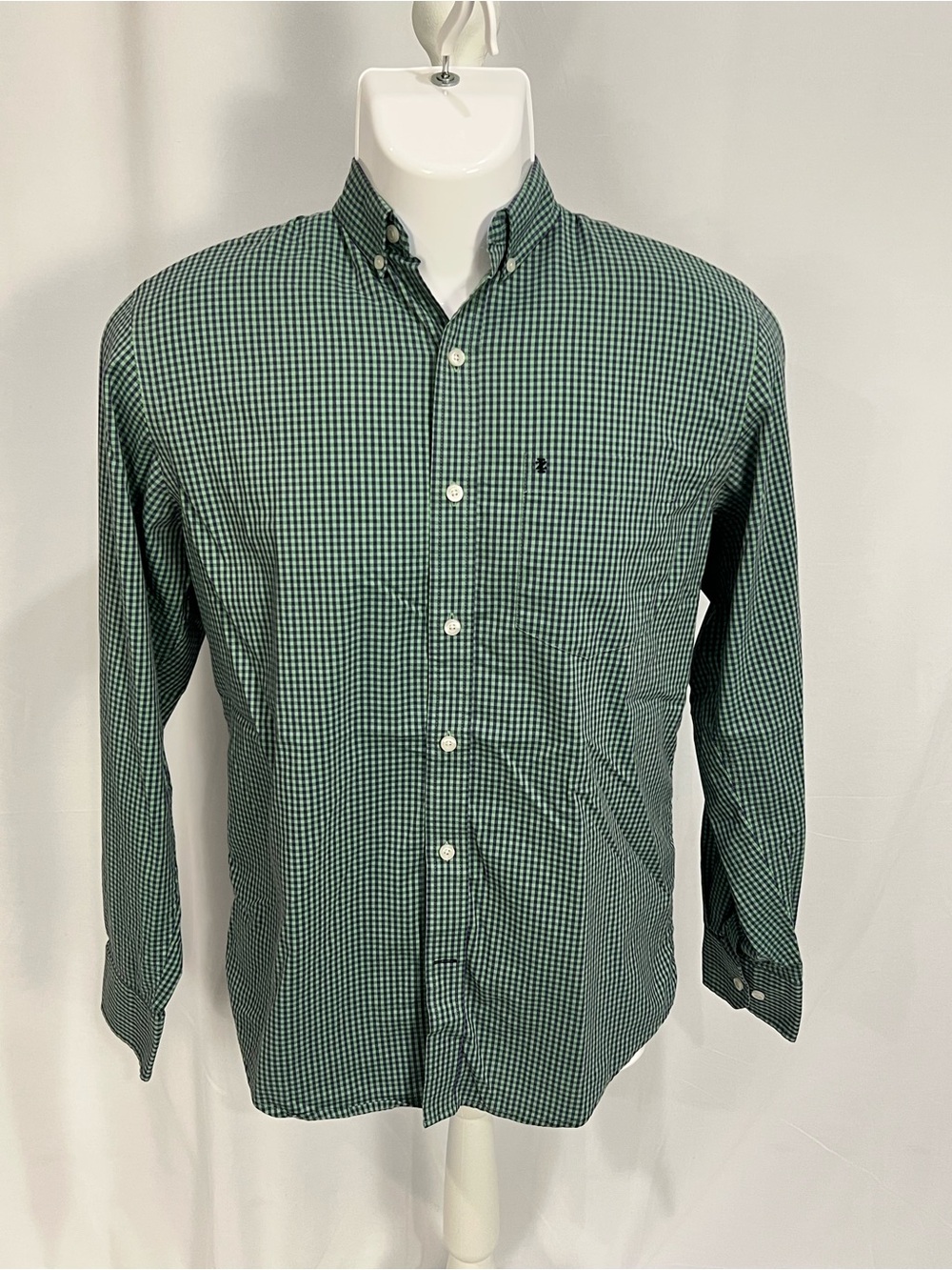 Izod Green Gingham Button-Down Shirt - Men's Small